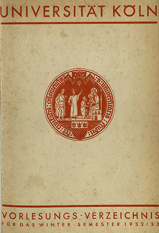 Titelblatt eines Universität zu Köln Vorlesungs-Verzeichnis aus dem Wintersemester 1932/33.