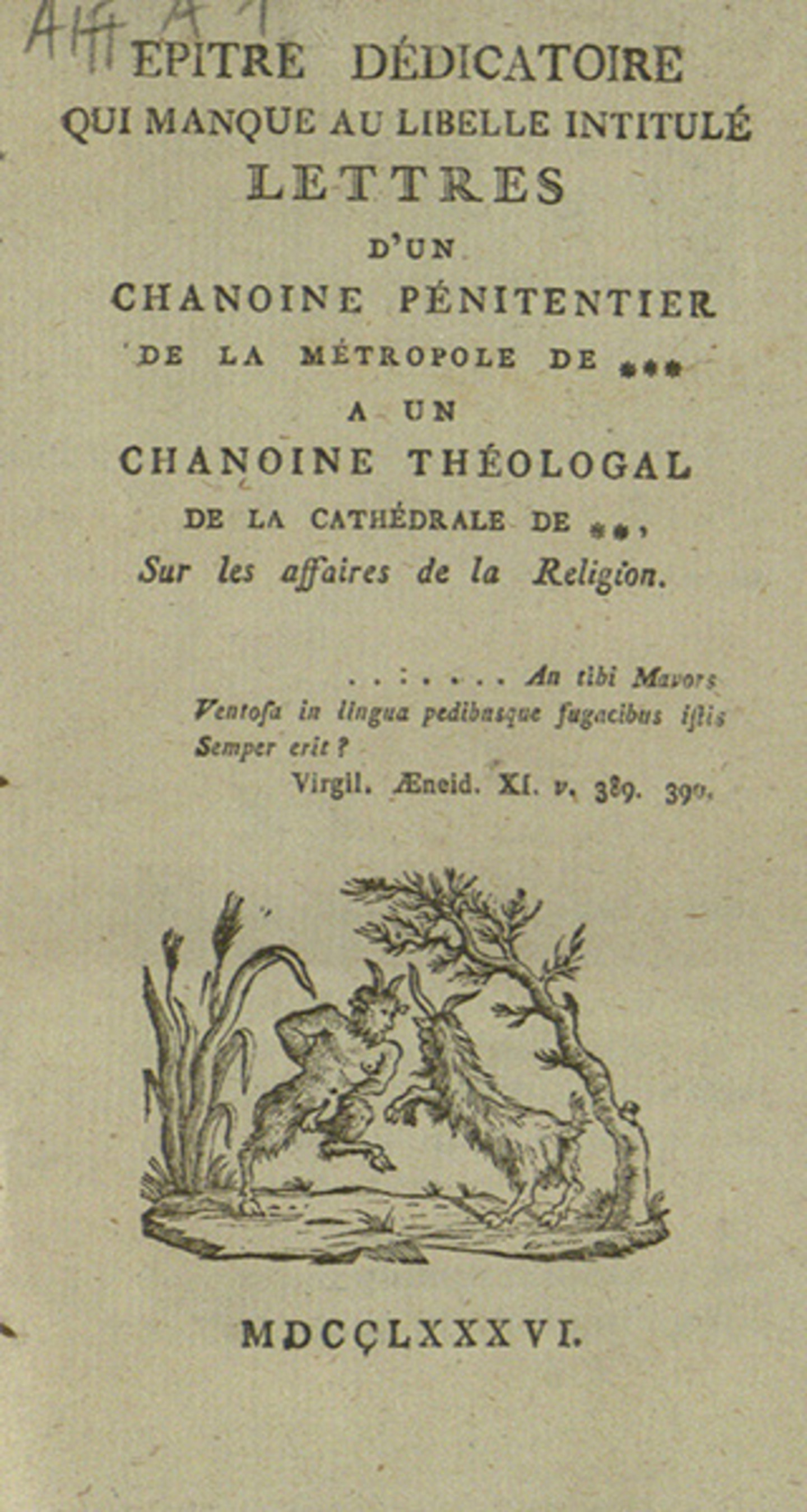 Das Titelblatt "Lettres d'un chianoine pénitentier".