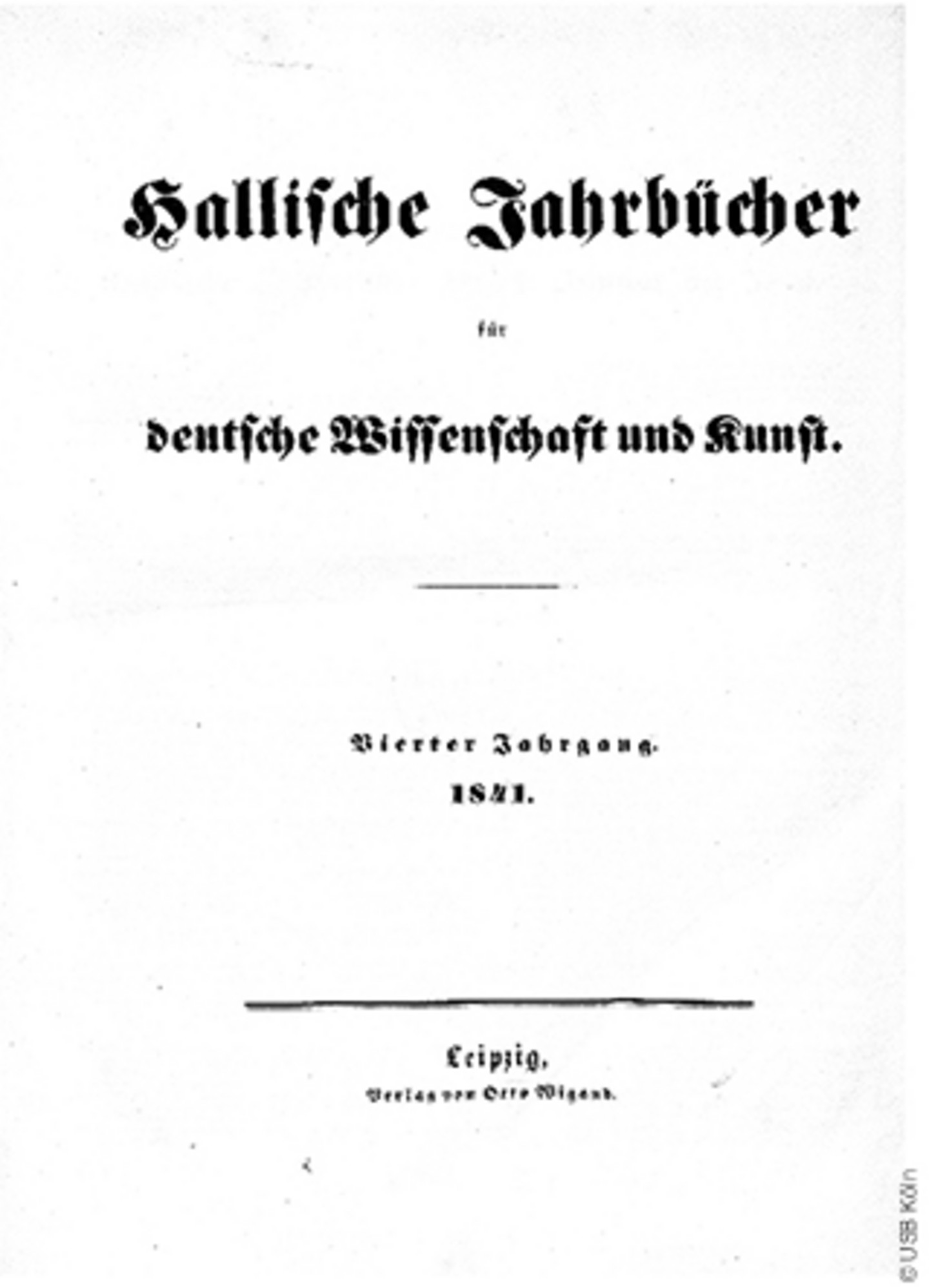 Titelbild der hallischen Jahrbücher aus dem Jahr 1841.