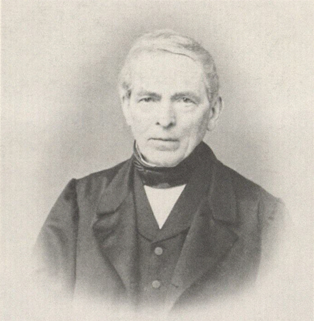 Ein Porträt von Franz Ferdinand Pape mit dem Blick nach vorne; aus der Portraitsammlung der Universitäts- und Landesbibliothek Bonn