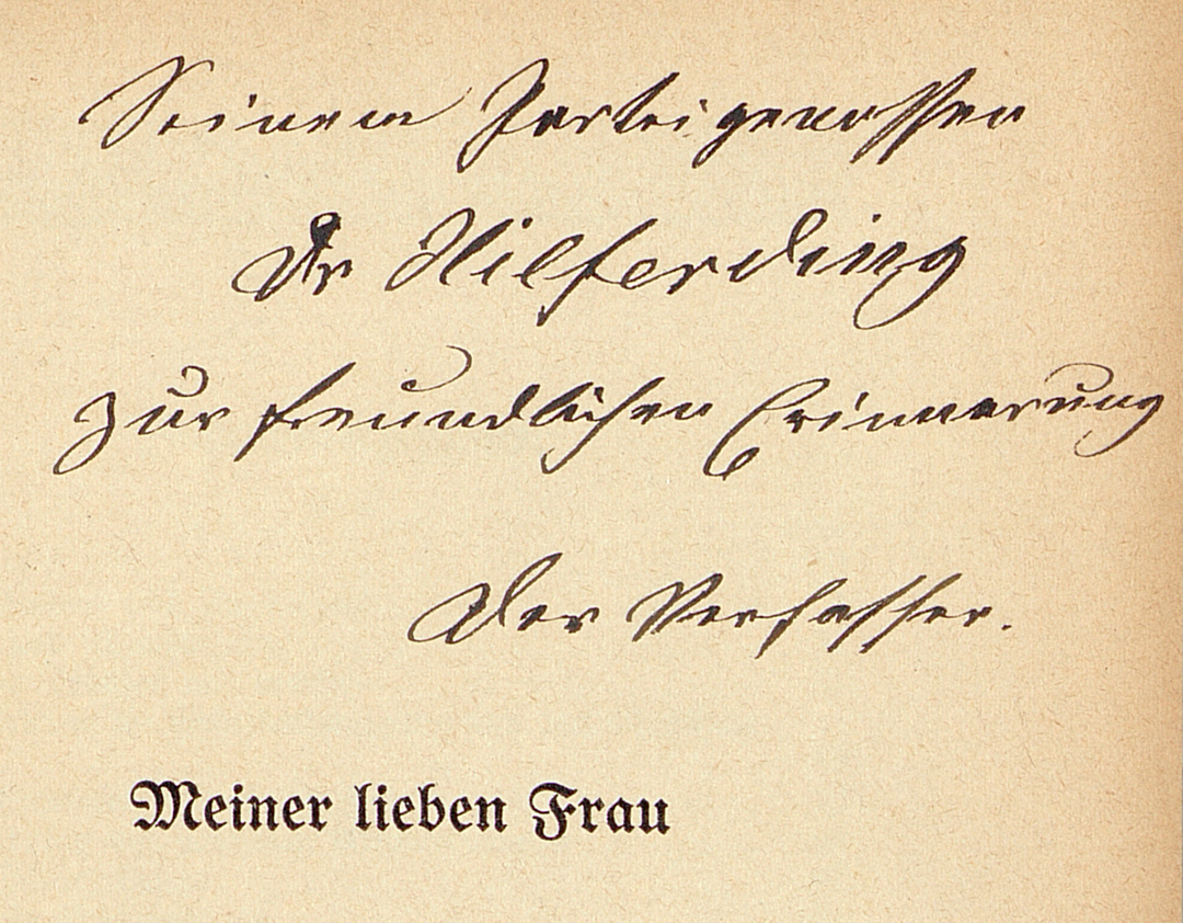 Eine handschriftliche Widmung von August Bebel