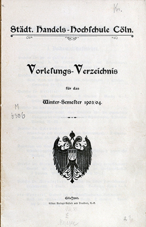 Titelblatt eines Vorlesungsverzeichnisses aus dem Jahr 1903/04.