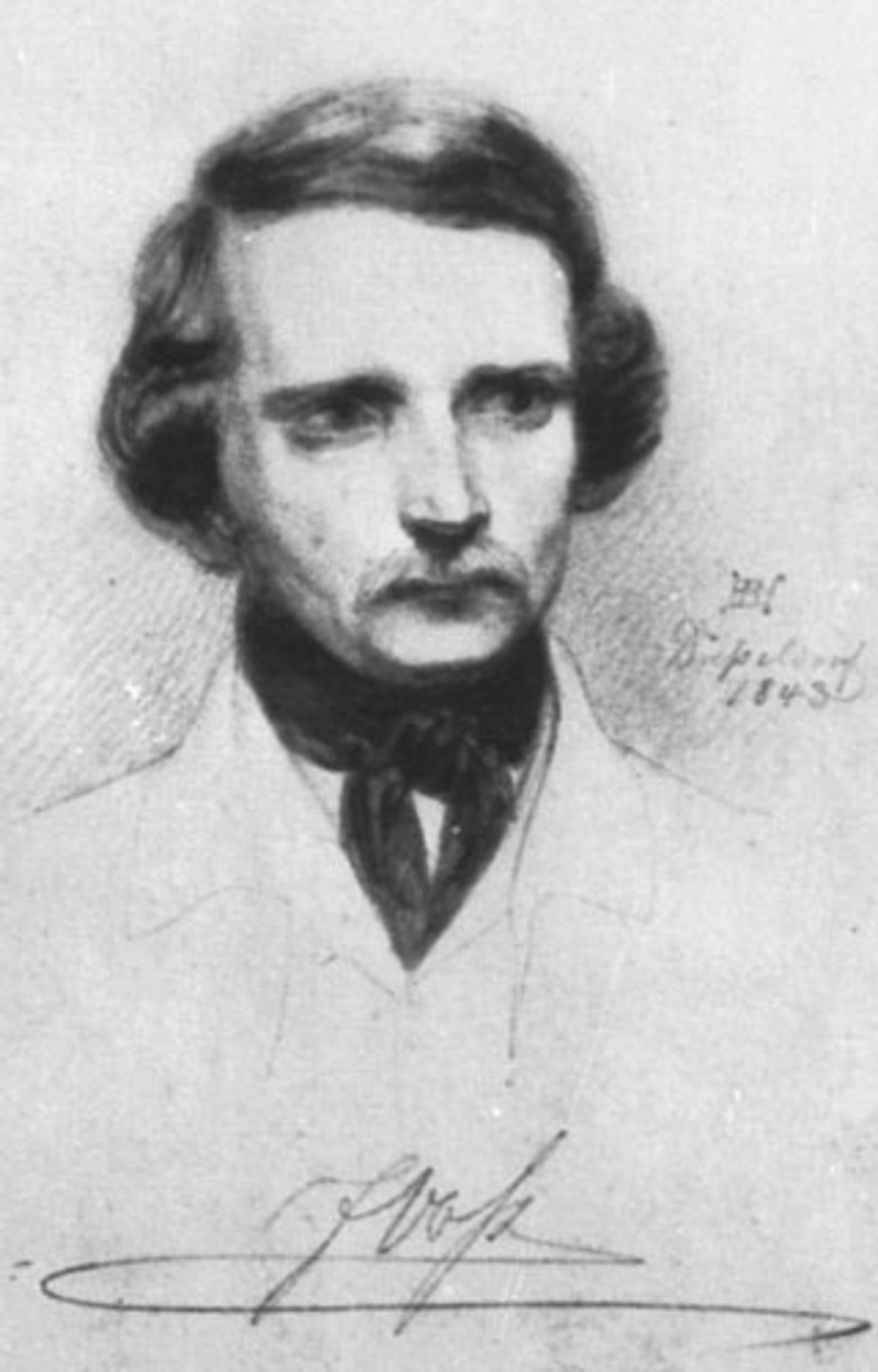 Eine Zeichnung des jungen Hermann Heinrich Becker. Ein Bildnis von Jakob Voss, Düsseldorf, Jahr 1843.