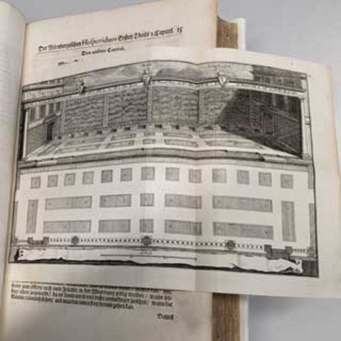 Photo of an illustration of a historical garden design.