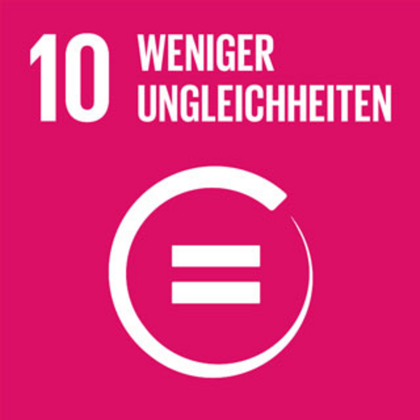 A pink background with the words "Less inequality".