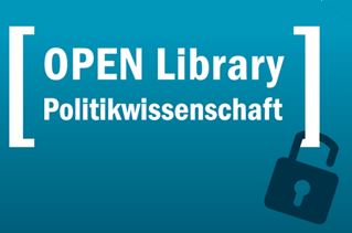 Das blau-weiße Logo von "Open Library - Politikwissenschaft". 